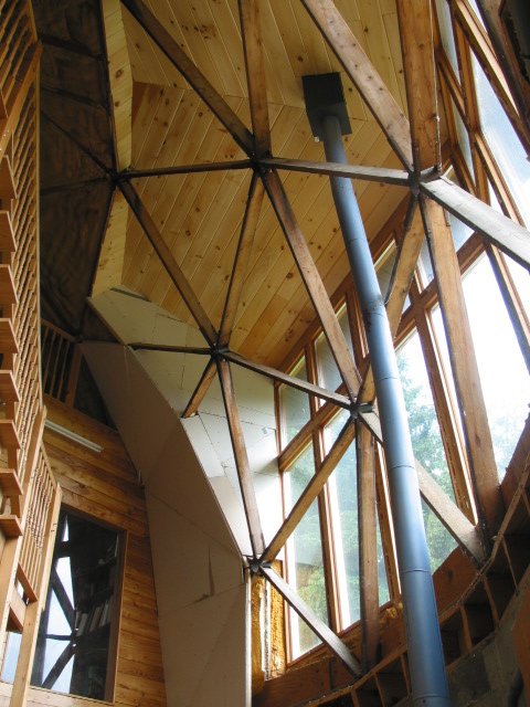 Looking
 up on the south side of the house